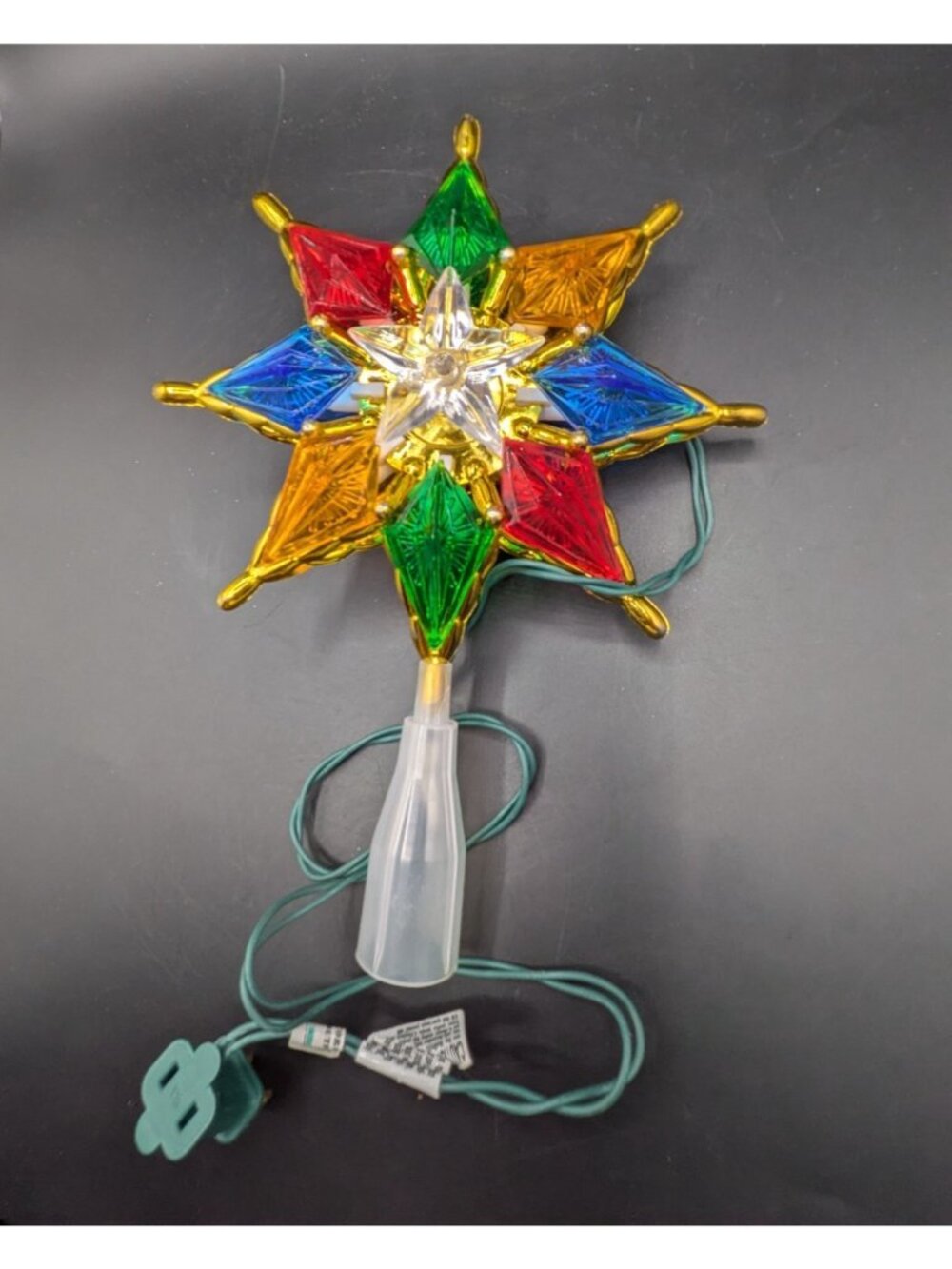 8 Point Star Christmas Tree Topper Multi-Colored Plug In Light Up 12" - Picture 2 of 8
